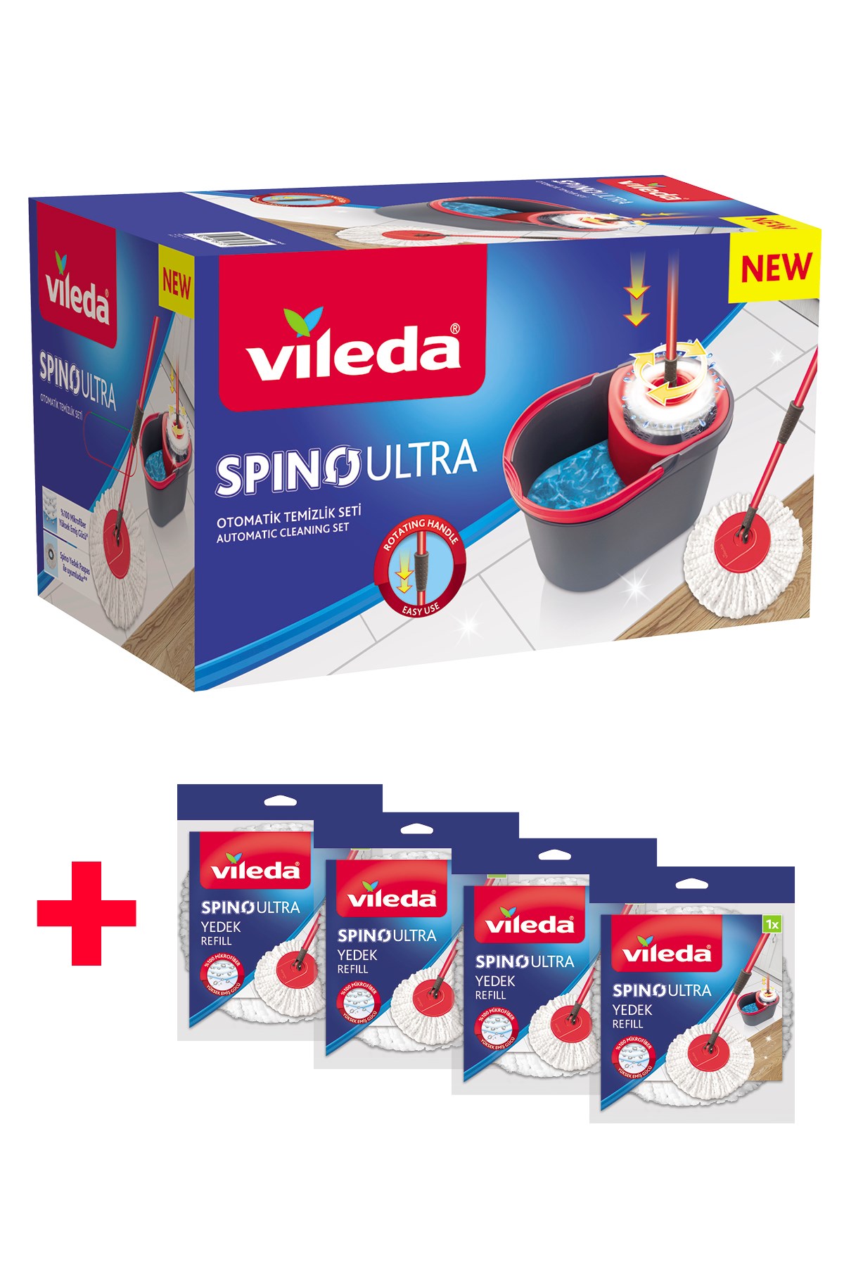 Spino Ultra Otomatik Temizlik Seti + 4 Yedek Paspas