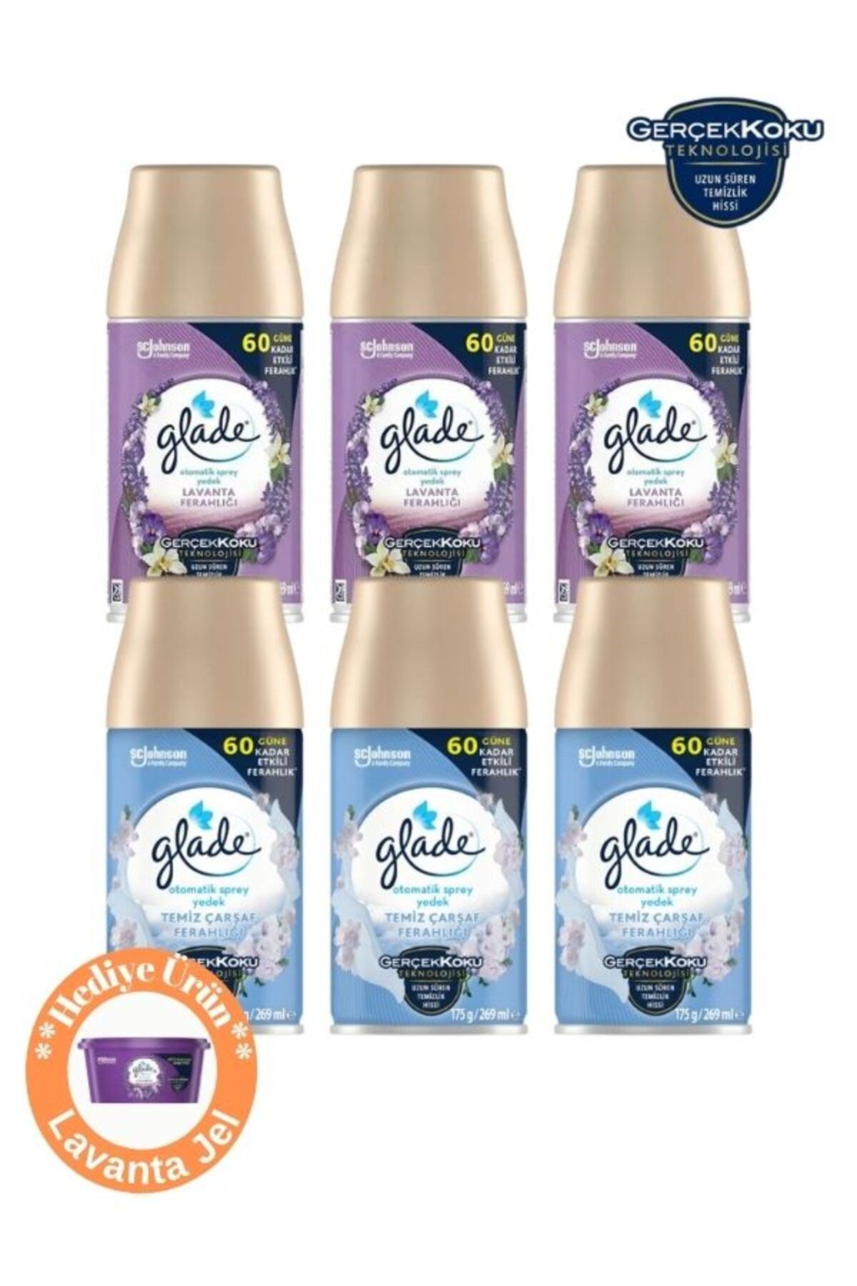 Oda Kokusu Yedek Sprey Temiz Çarşaf ve Lavanta Ferahlığı 6x 269 ml./175gr.