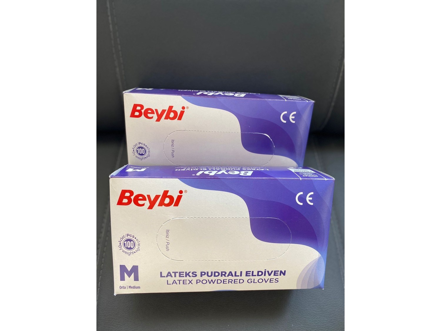 Beybi Lateks Pudralı Eldiven M 100'lü (1 Paket)