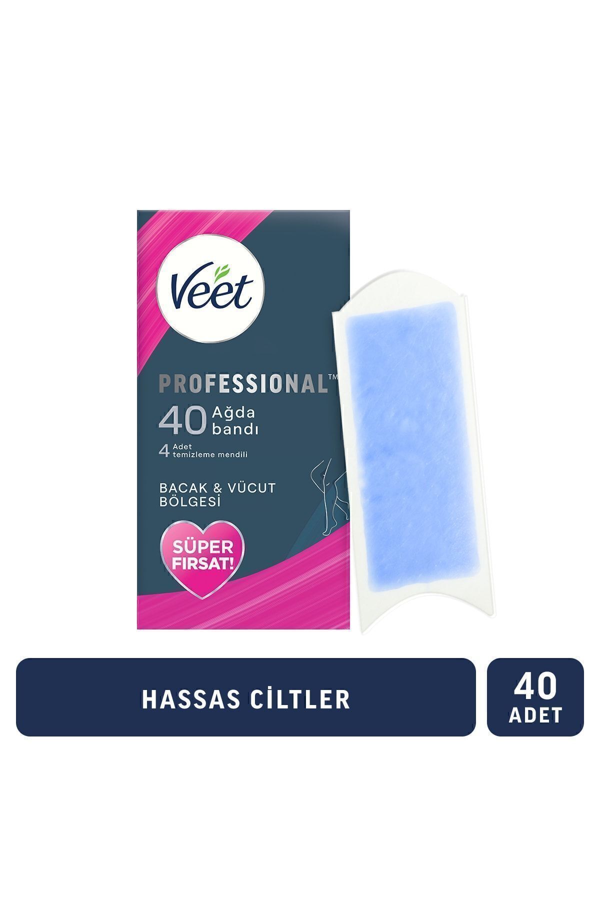 Veet Professional Ağda Bandı Hassas Ciltler Için Bacak&vücut Bölgesi Süper Fırsat 40lı Paket