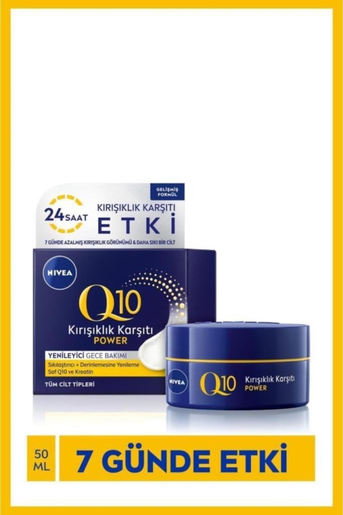 Nivea Q10 Power Kırışıklık Karşıtı Yenileyici Gece Cilt Bakım Kremi 50ml, Nemlendirici, Hyaluronik Asit