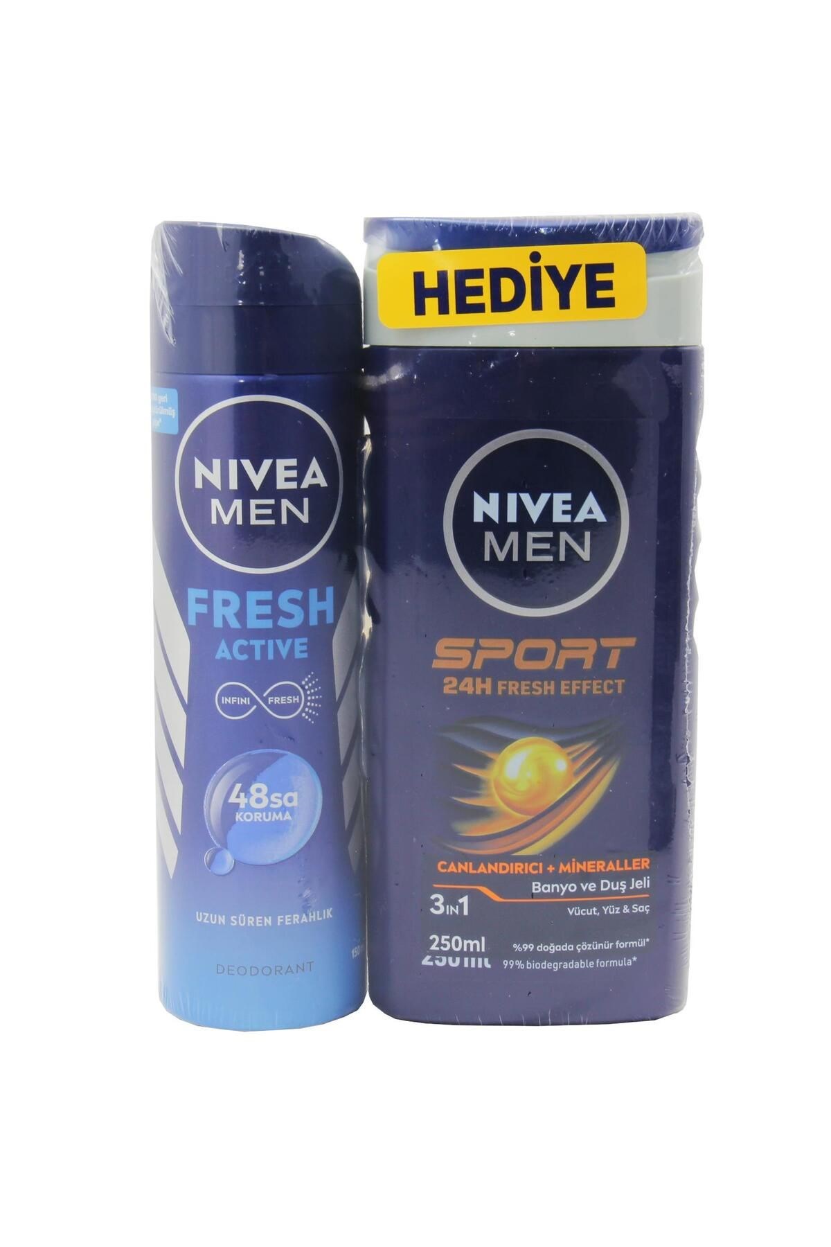 Nivea Fresh Active Erkek Deodorant Sprey 150 ml Sport Duş Jeli 250 ml