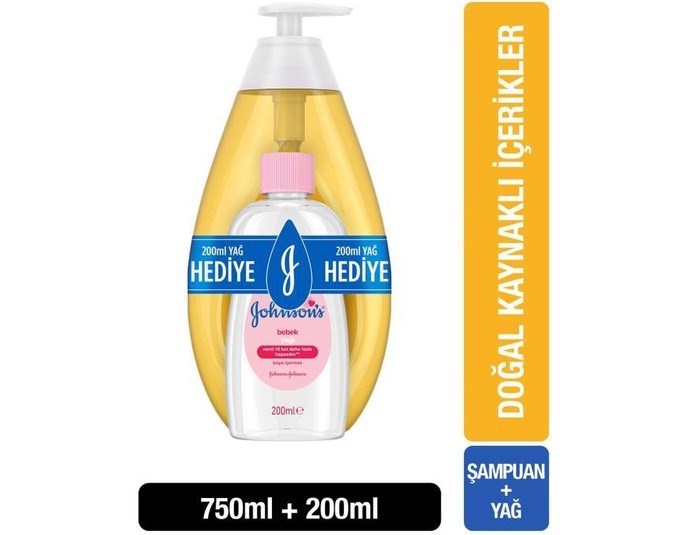 Johnson's Bebek Şampuanı 750 ml + Johnson's Bebek Yağı 200 ml