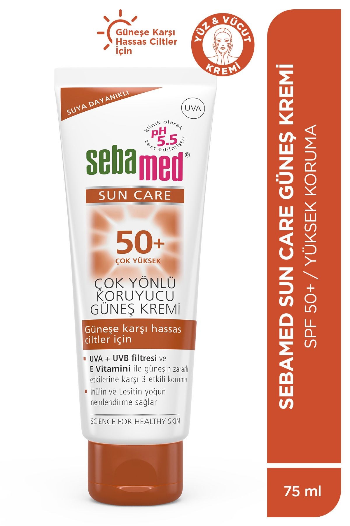 Sebamed Sun Care UVA / UVB Filtresi ve E Vitamini Üçlü Yüksek Koruma Çok Yönlü Güneş Kremi 50 SPF 75 ml