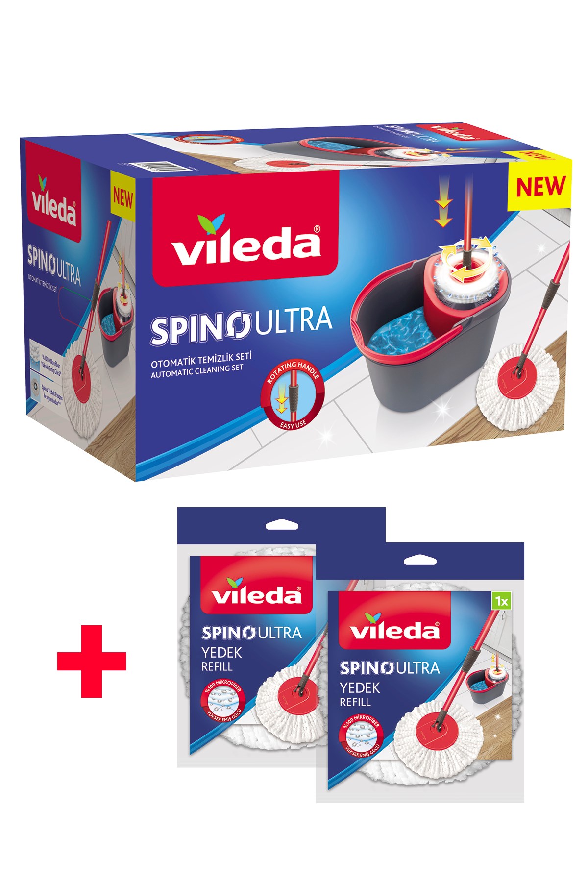 Spino Ultra Otomatik Temizlik Seti + 2 Yedek Paspas
