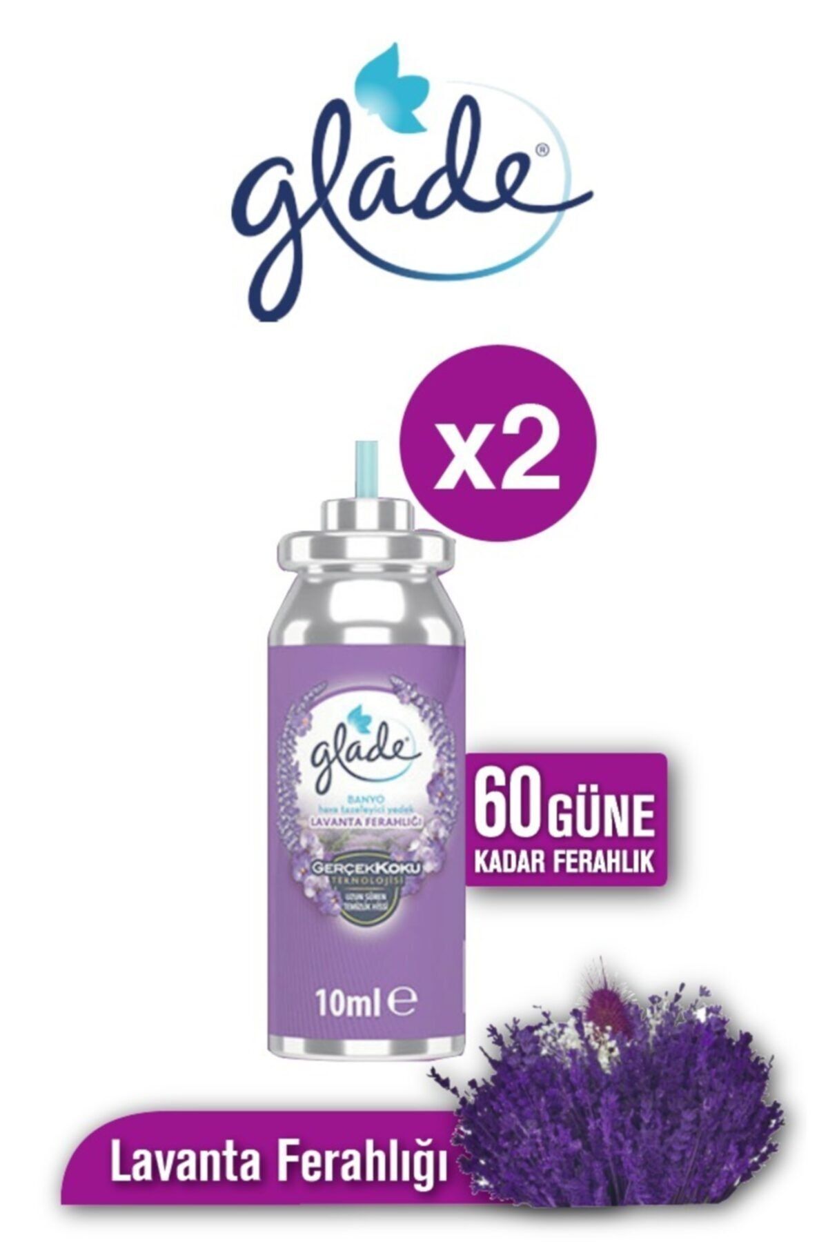 Glade Banyo Hava Tazeleyici Lavanta Ferahlığı Yedek 10 Ml X 2 Adet (60 Gün Etkili)