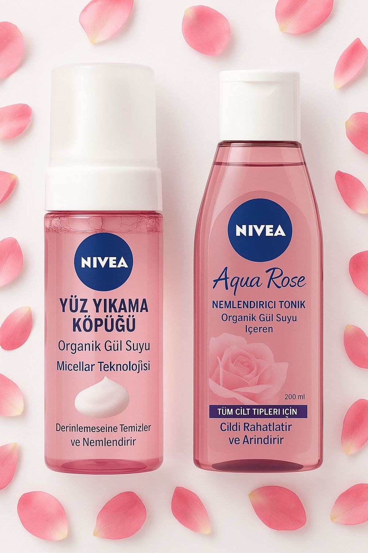 Nivea Aqua Rose Yuz Temızleme Kopugu 150 ml Tonık 200 ml