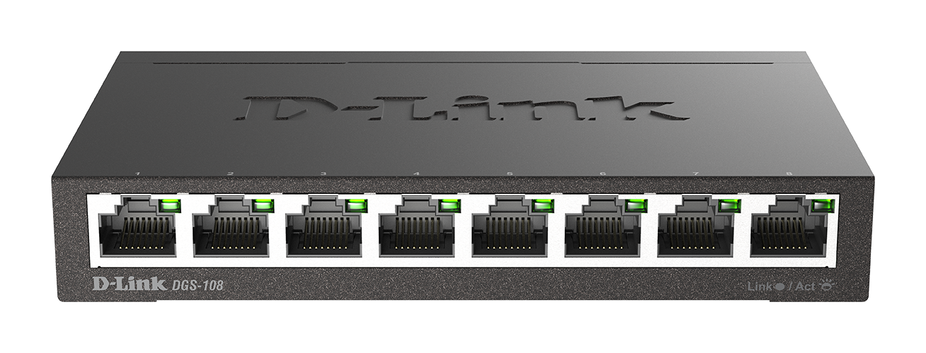 D-Link DGS-108 8 Port 10/100/1000 Gigabit Yönetimsiz Switch Metal