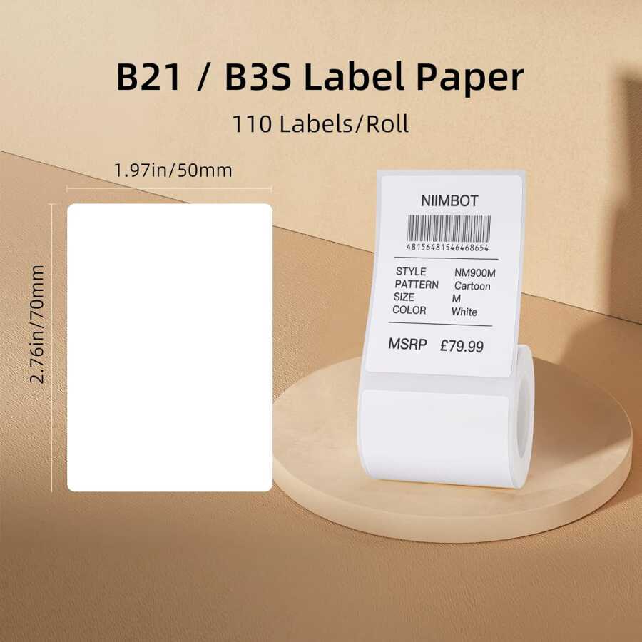 Niimbot T50x70 110 adet Beyaz Etiket (B1,B21S,B3S)