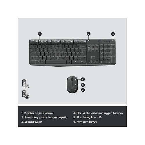 Logitech 920-007925 MK235 Kablosuz Klavye Mouse Set