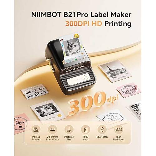 Niimbot B21 PRO Siyah Termal Etiket Yaz�c� (300 DPI)