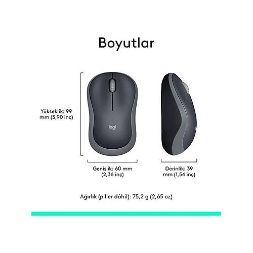 Logitech M185 Kablosuz Mouse 910-002235 | Ergonomik, Dayan�kl�, Uzun Pil �mr�
