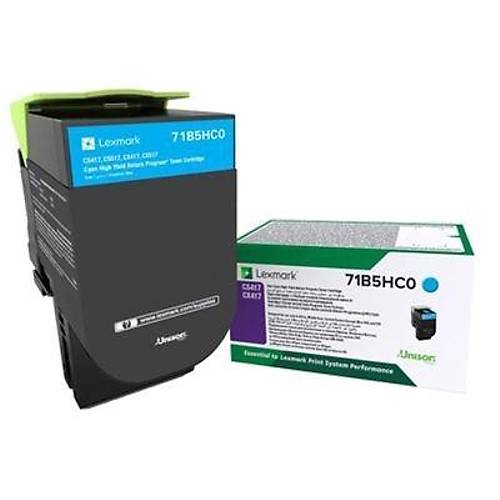Lexmark CS417-71B5HC0 Mavi Y�ksek Kapasiteli Orijinal Toner