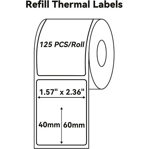 Niimbot T40x60mm 125 adet Beyaz Etiket (B1,B21S,B3S)