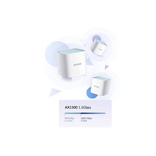D-Link M15/MNA3 Kablosuz AX1500 Dual Band AI Mesh Router Kit (3'l� Paket)