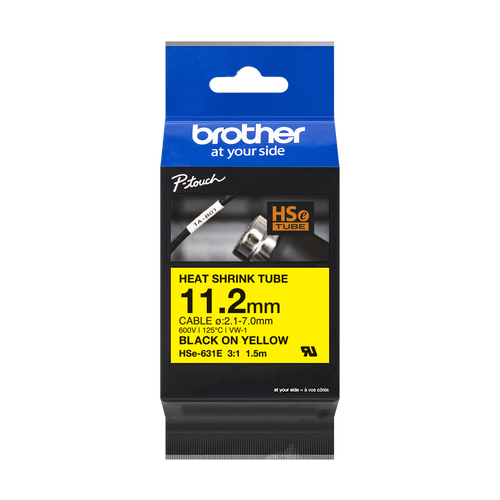 Brother P-Touch HSE-631E 11.2MM Sar� �zerine Siyah Is� ile Daralan Makaron