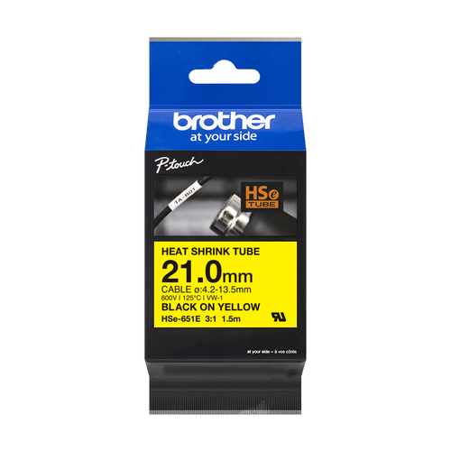 Brother P-Touch HSE-651E  21MM Sar� �zerine Siyah Is� ile Daralan Makaron