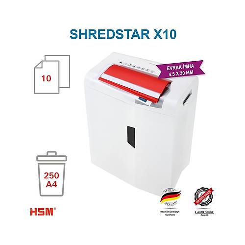 HSM Shredstar X10 Evrak �mha Makinesi 4,5x30 mm - 20lt