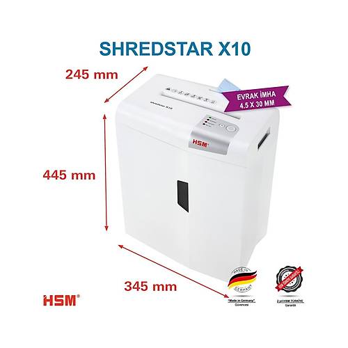 HSM Shredstar X10 Evrak �mha Makinesi 4,5x30 mm - 20lt