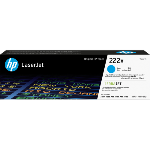HP 222X W2221X Mavi Y�ksek Kapasite Orijinal Toner 2500 Sayfa
