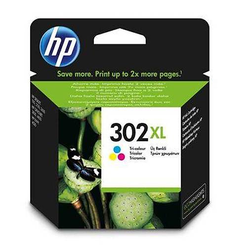 HP 302XL F6U67AE Renkli Y�ksek Kapasiteli Orijinal M�rekkep Kartu�