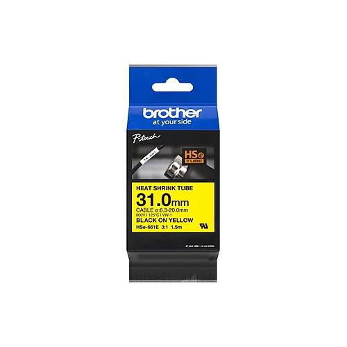 Brother P-Touch HSE-661E  31MM Sar� �zerine Siyah Is� ile Daralan Makaron