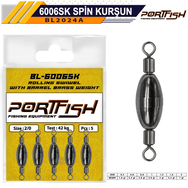 Portfish BL-6006SK Spin Kurşun Fırdöndü - 5 PCS