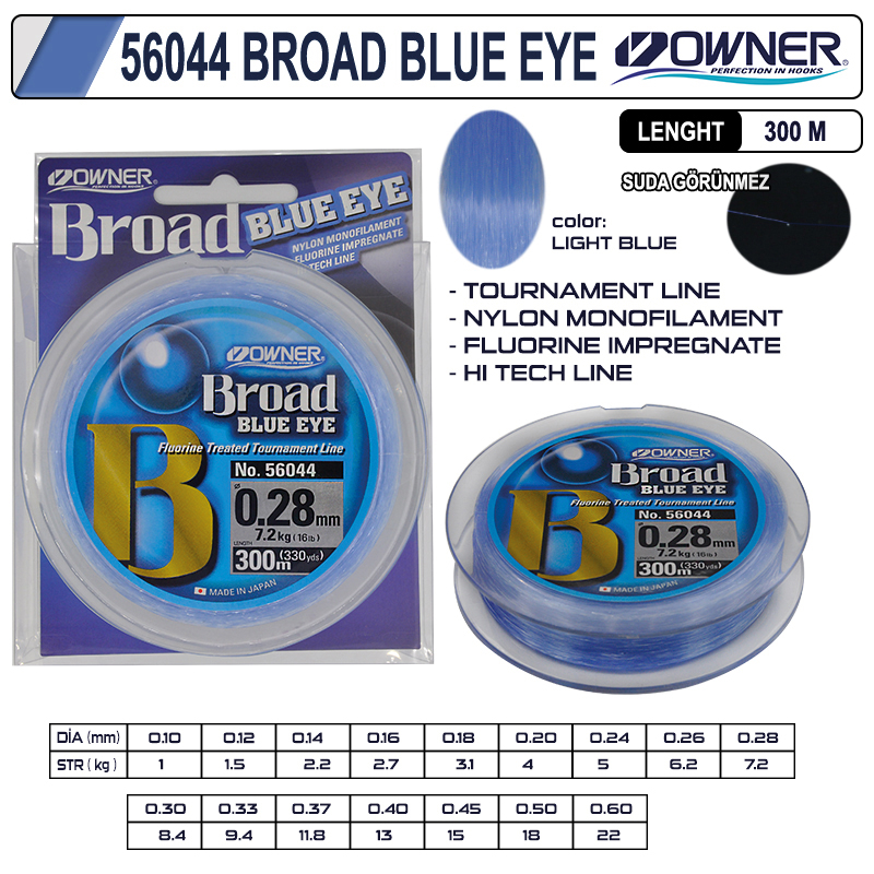 Owner Broad Blue Eye 300m Light Blue Misina 0,33mm