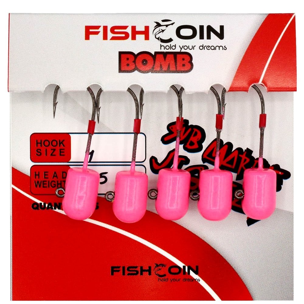Fishcoin Bomb #8 Jighead Pink Glow - 5pcs