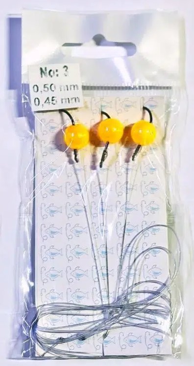 Boncuklu 3 İğneli Sıralı Sazan Takımı 10 mm Sarı - No:3
