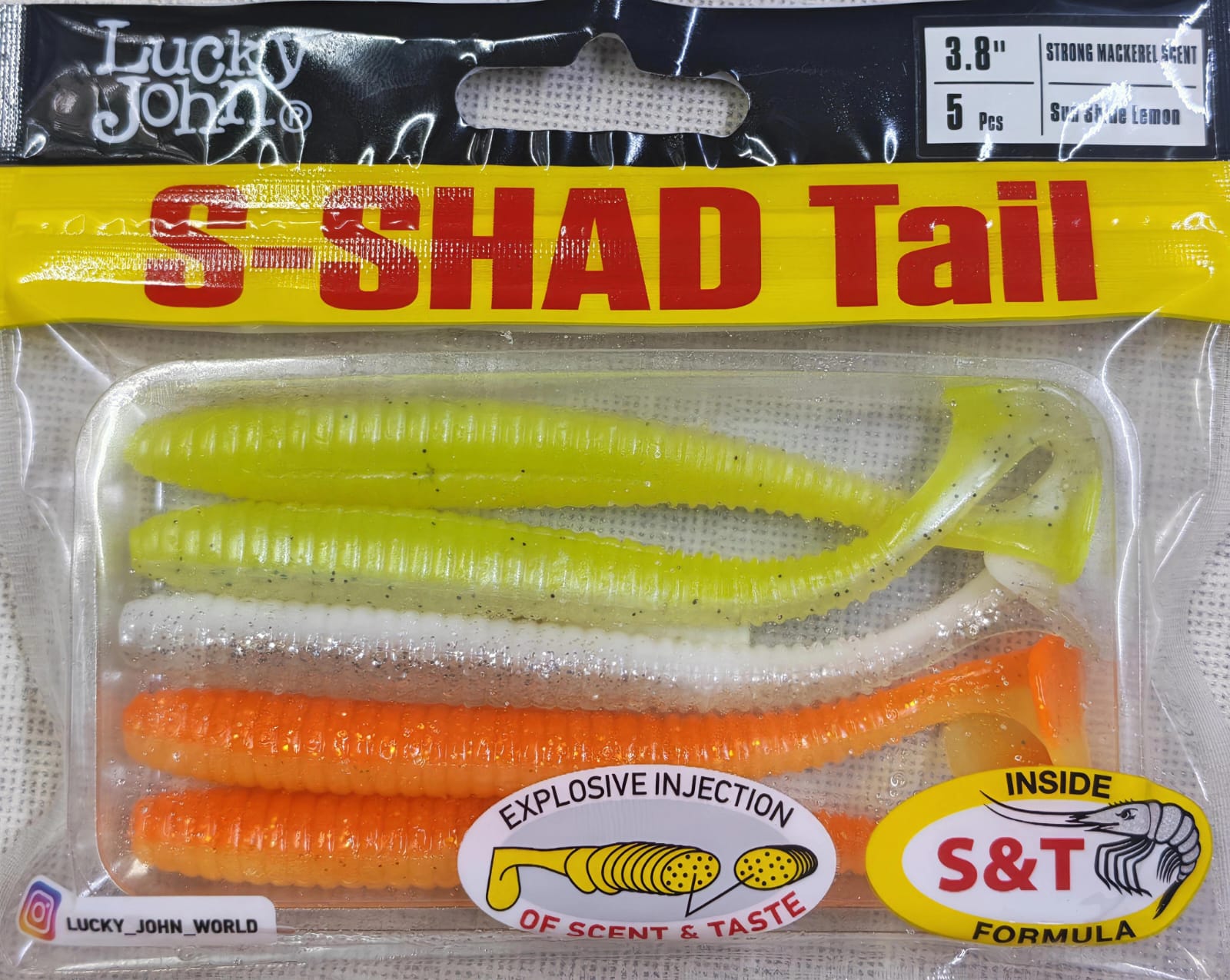 Lucky John S-Shad Tail 3.8'' (9.65 cm) 5P Silikon Yem - Mix Paket
