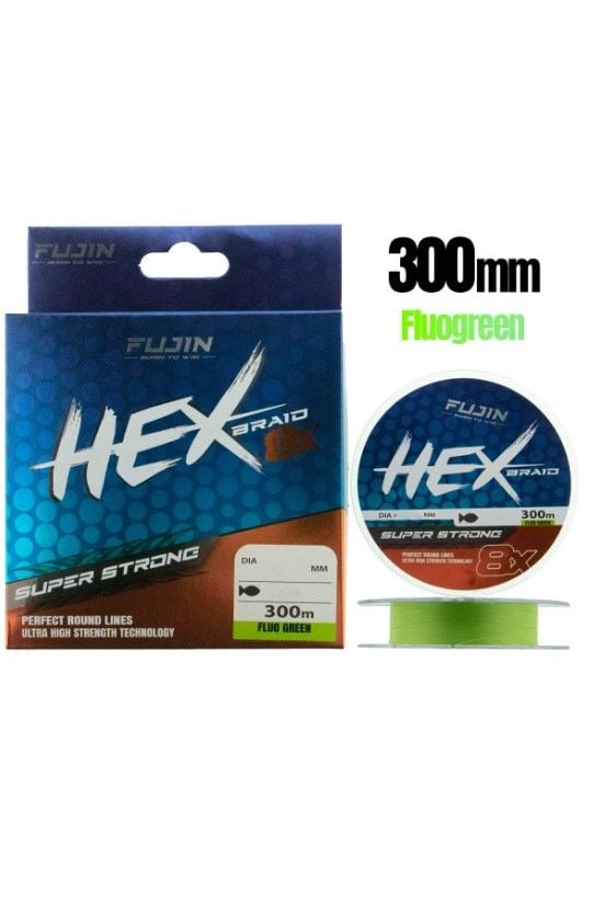 Fujin Hex Braid 8x 300mt Fluo Green PE İp Misina 0,18mm