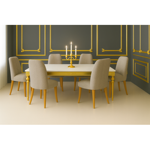 Prestij Serisi - Natural Renk Su Yolu Desenli Jakarl Oval Sandalye rts (1814  V1447)