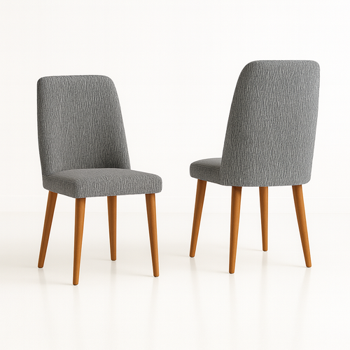 Prestij Serisi - Gri Renk Dz Desenli Jakarl  Oval Sandalye rts (10213  V1473)