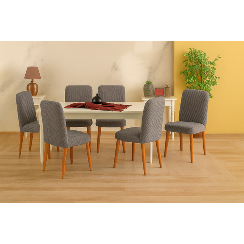 Ekonomi Serisi - Gri Renk Dz Desenli Jakarl Oval Sandalye rts(10213  V1582)