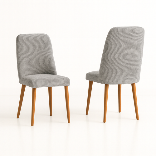Prestij Serisi - Gri Renk Dz Desenli Jakarl Oval Sandalye rts(10213  V1582)