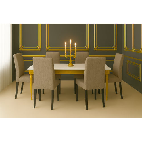Prestij Serisi - Natural Renk Dz Desenli Jakarl  Dz Sandalye rts(10213  V1447)