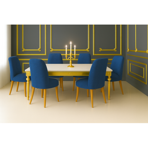 Prestij Serisi - ndigo Mavisi Renk Su Yolu Desenli Oval Sandalye rts (1814  V9109)