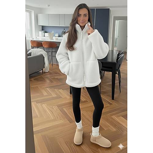 Bej Dik Yakal� Cepli Kad�n Pelu� Mont