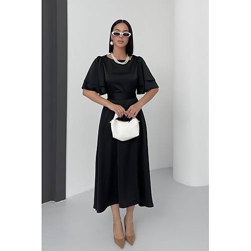 Lisa Kadn Saten Abiye Siyah