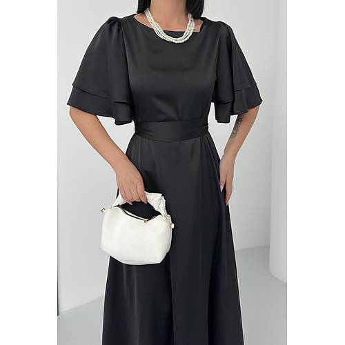 Lisa Kadn Saten Abiye Siyah