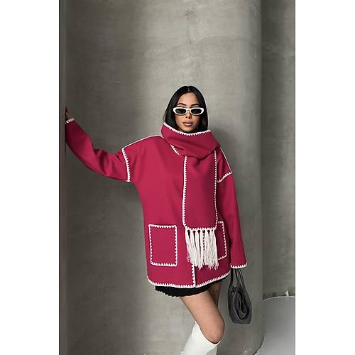 Nak Detayl Atkl Yumuak Triko Hrka Ceket Siyah