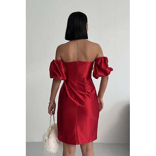 Laura Balon Kol Saten Abiye Siyah Elbise