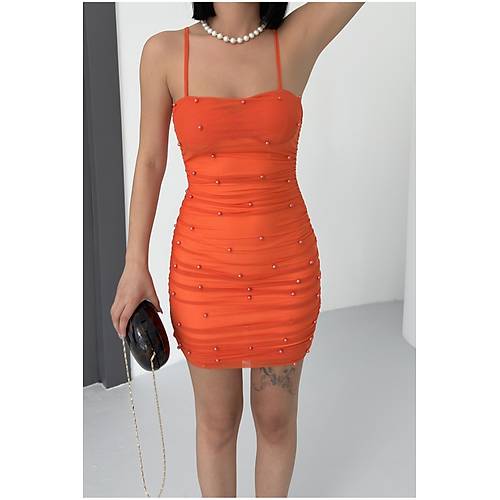 Sendy ncili Askl Elbise Turuncu