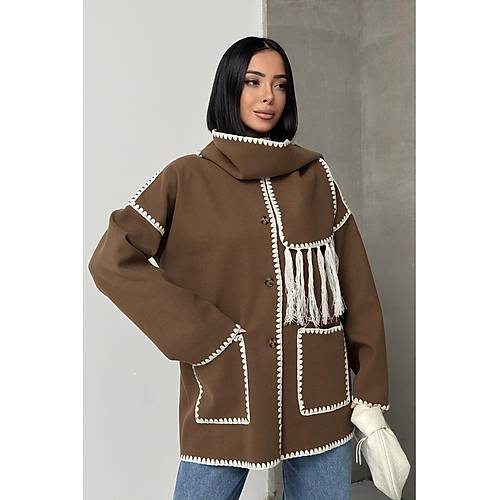 Nak Detayl Atkl Yumuak Triko Hrka Ceket Siyah