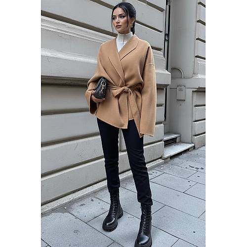 Siyah Ba�lama Detayl� Rahat Kal�p Ka�mir H�rka/Ceket