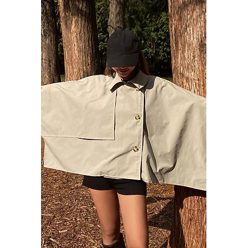 Siyah Yarasa Kol Detay Yakal Dmeli Rahat Kalp Oversize Midi Boy Trenkot