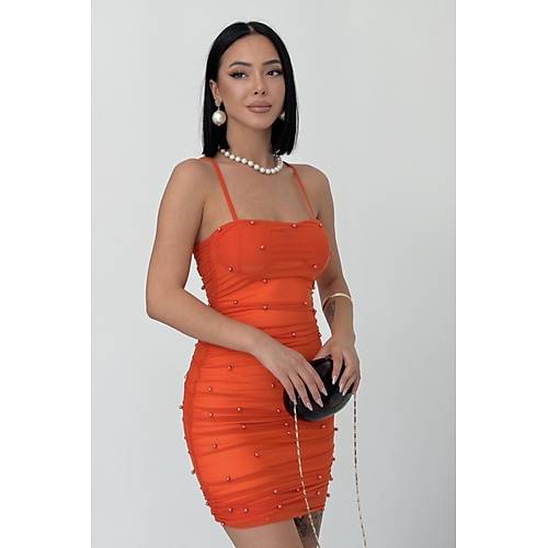 Sendy ncili Askl Elbise Turuncu