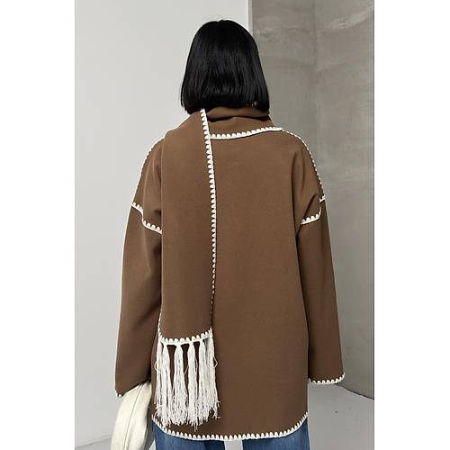 Nak Detayl Atkl Yumuak Triko Hrka Ceket Siyah