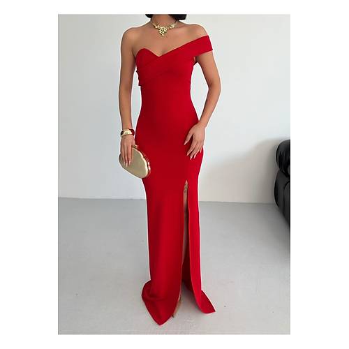 K�rm�z� Gece Elbisesi Abiye